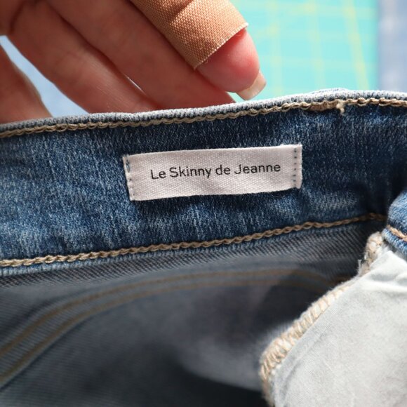 Frame Metalic Skinny Jeans Womens 24 Blue Festival Mod Futuristic Classic NWOT - Picture 7 of 11